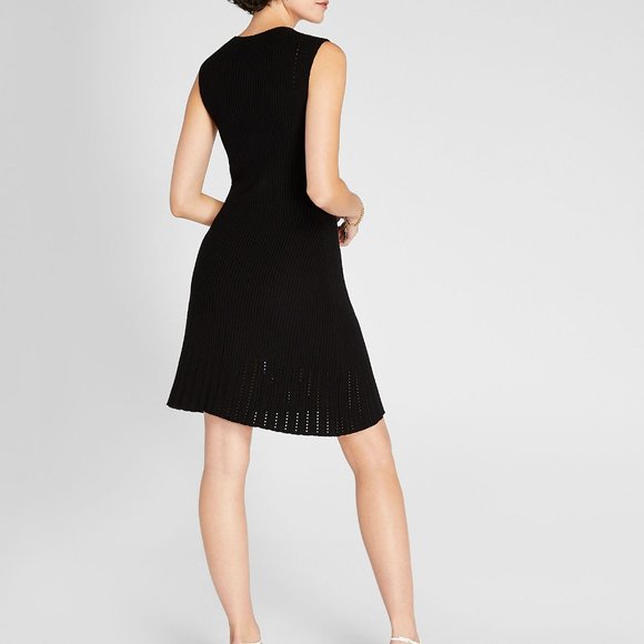 Club Monaco - Sleeveless Ribbed Pointelle Dress - Black Size Small - Picture 4 of 4